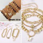 IFKM 6 PACK (24 PCS) Boho Gold Chain Bracelets Set for Women Girls, 14K Gold Plated Multiple Layered Stackable Open Cuff Wrap Bangle Adjustable Link Italian Cuban Jewelry for Women Girls Gift… - Image 6